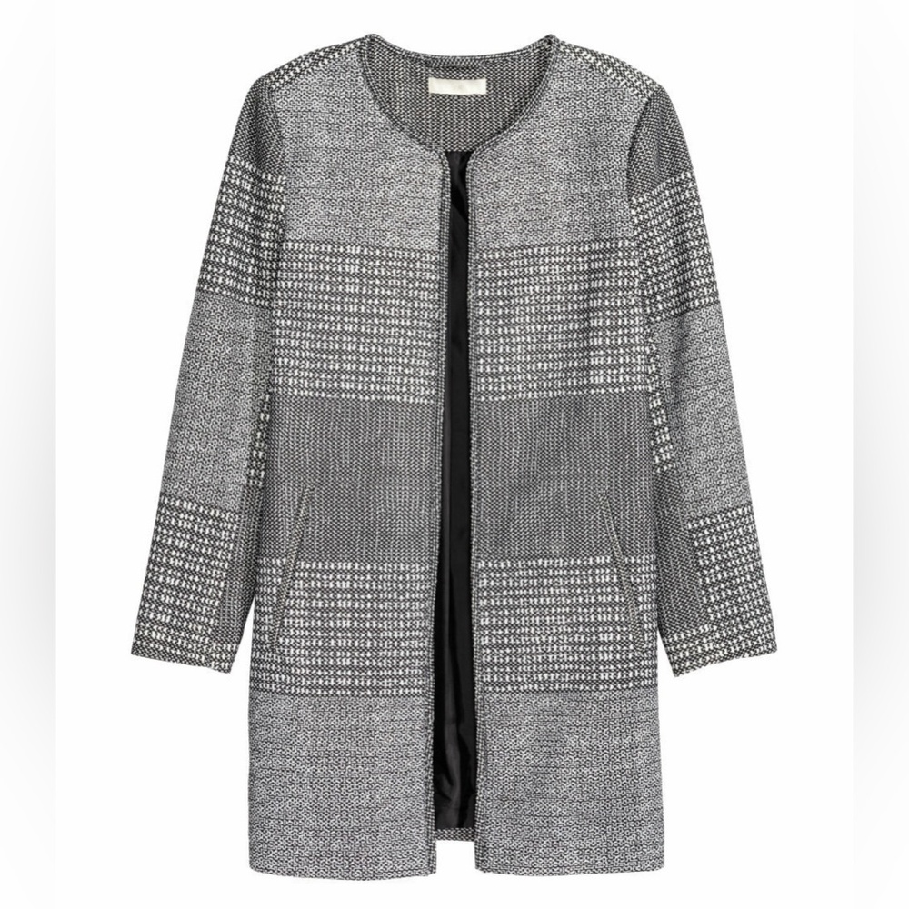 H&M elegant women Black and White Textured Blazer 🤍🌷